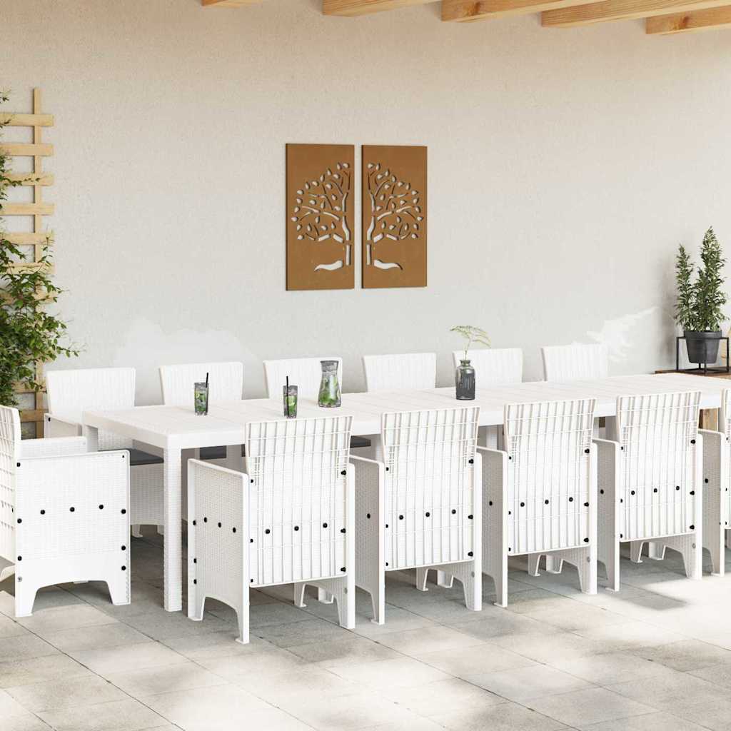 Tuin Eetset 15 pcs Wit Polt riet
