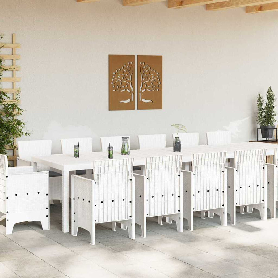 Tuin Eetset 15 pcs Wit Polt riet