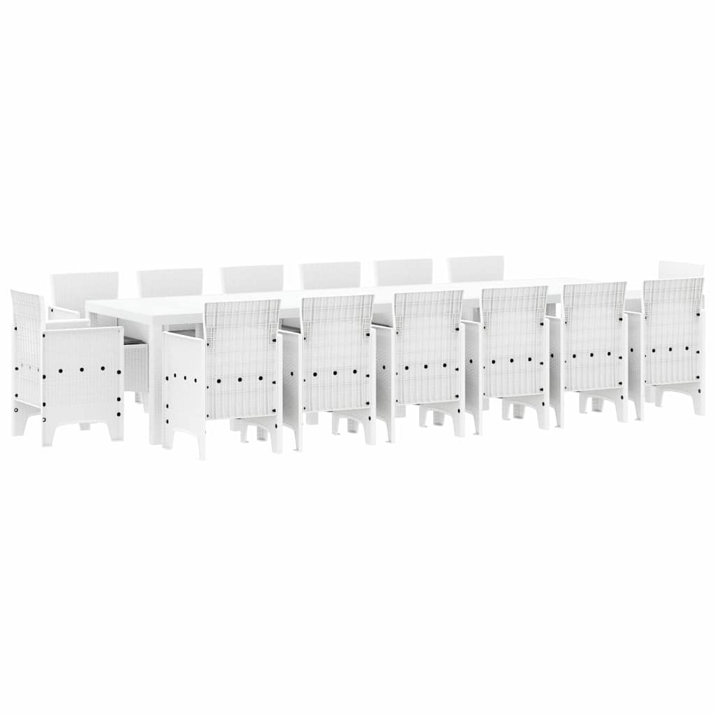 Tuin Eetset 15 pcs Wit Polt riet