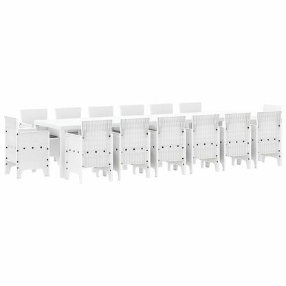 Tuin Eetset 15 pcs Wit Polt riet