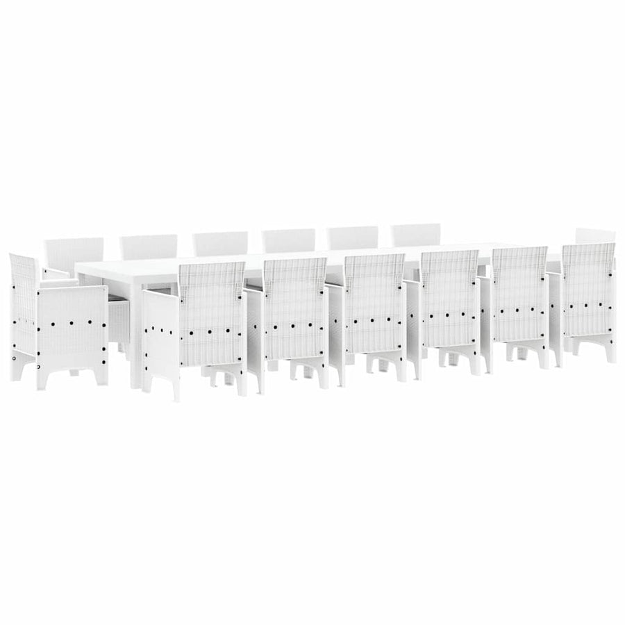 Tuin Eetset 15 pcs Wit Polt riet