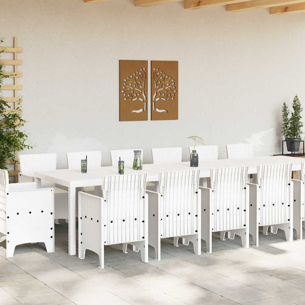 Tuin Eetset 15 pcs Wit Polt riet