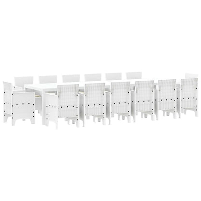 Tuin Eetset 15 pcs Wit Polt riet