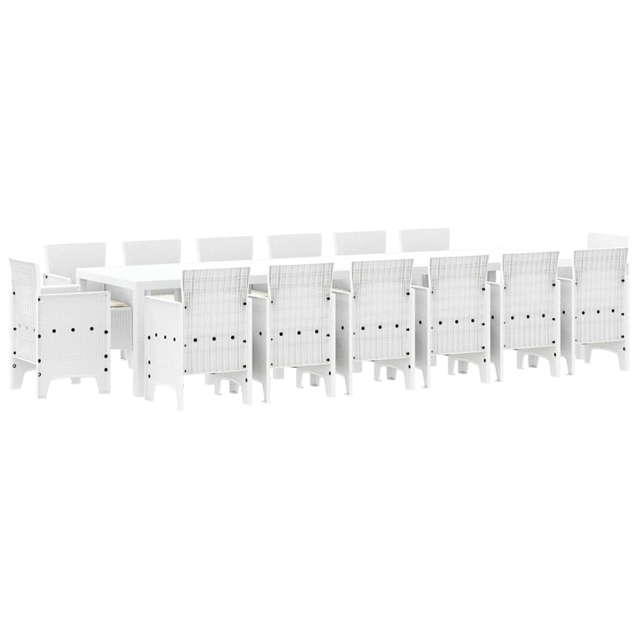 Tuin Eetset 15 pcs Wit Polt riet