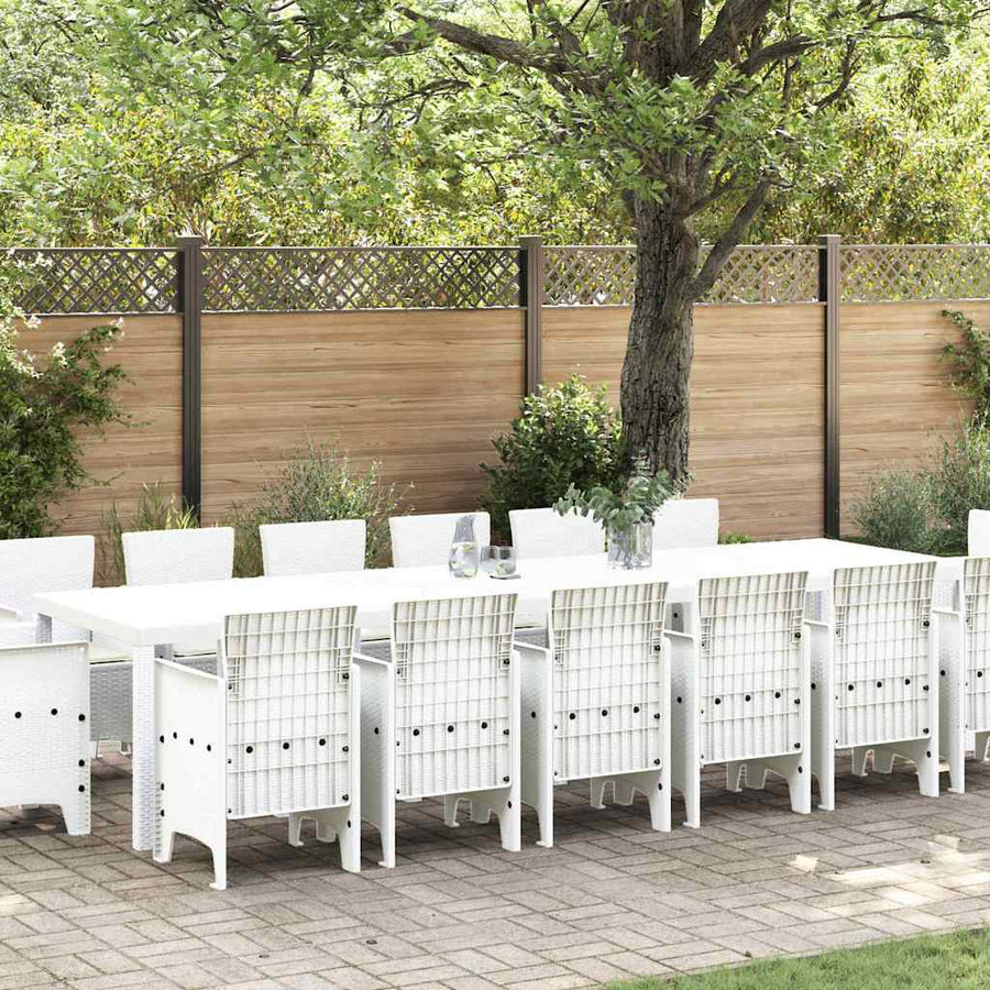 Tuin Eetset 15 pcs Wit Polt riet