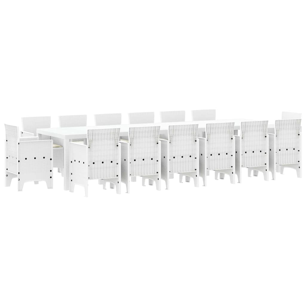 Tuin Eetset 15 pcs Wit Polt riet