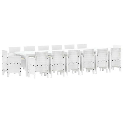 Tuin Eetset 15 pcs Wit Polt riet