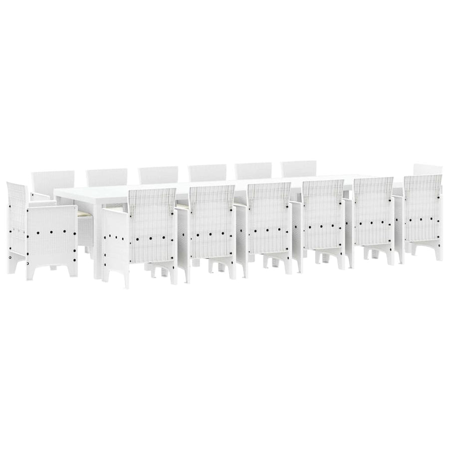 Tuin Eetset 15 pcs Wit Polt riet