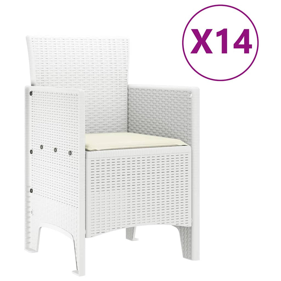 Tuin Eetset 15 pcs Wit Polt riet