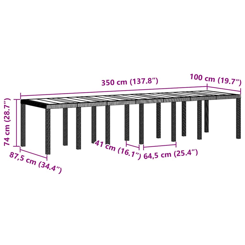 Tuin Eetset 15 pcs Wit Polt riet