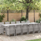 Tuin Eetset 15-delig lichtgrijs poly rotan