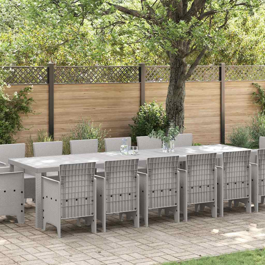 Tuin Eetset 15 pcs Lichtgrijs Polt riet