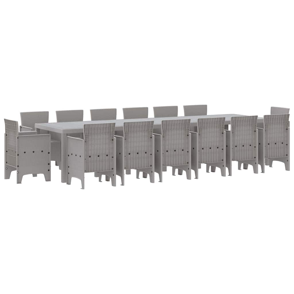 Tuin Eetset 15 pcs Lichtgrijs Polt riet