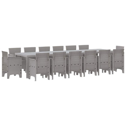 Tuin Eetset 15 pcs Lichtgrijs Polt riet