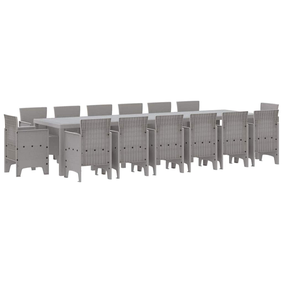 Tuin Eetset 15 pcs Lichtgrijs Polt riet