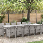 Tuin Eetset 15-delig Lichtgrijs poly rotan