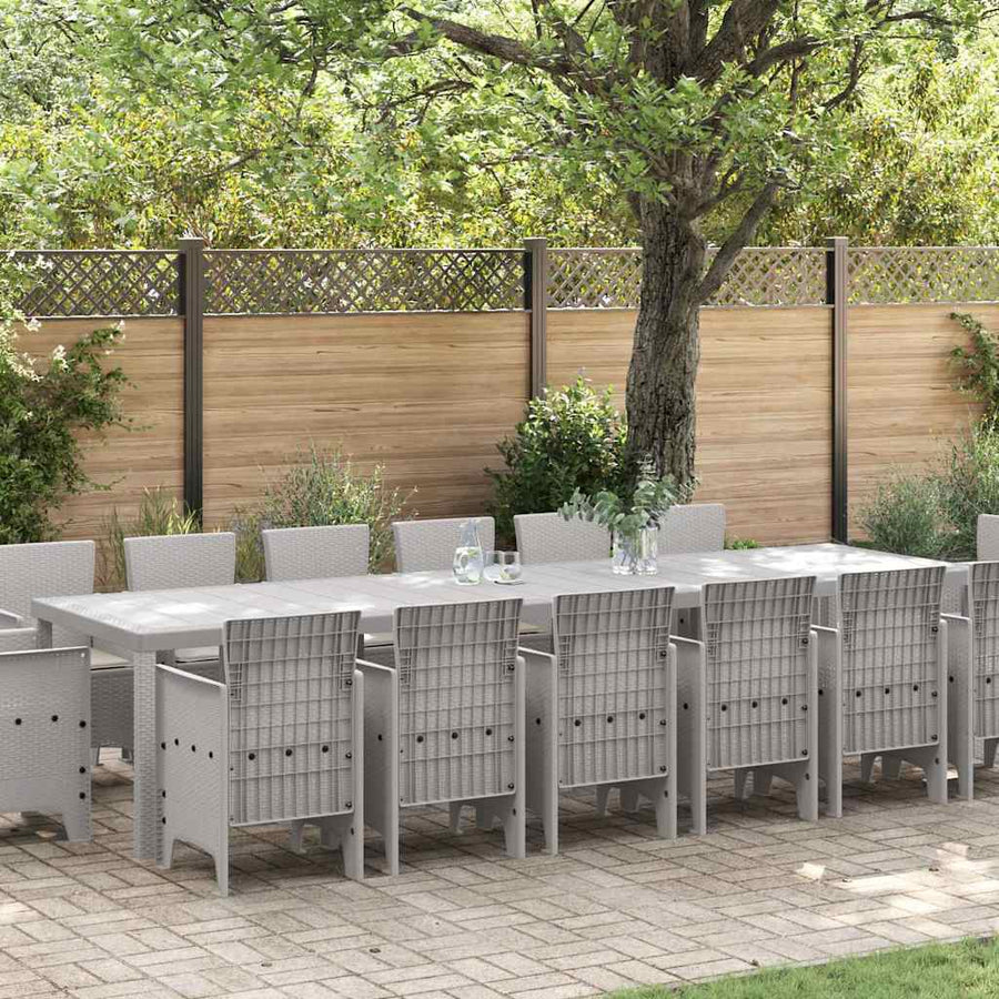 Tuin Eetset 15 pcs Lichtgrijs Polt riet