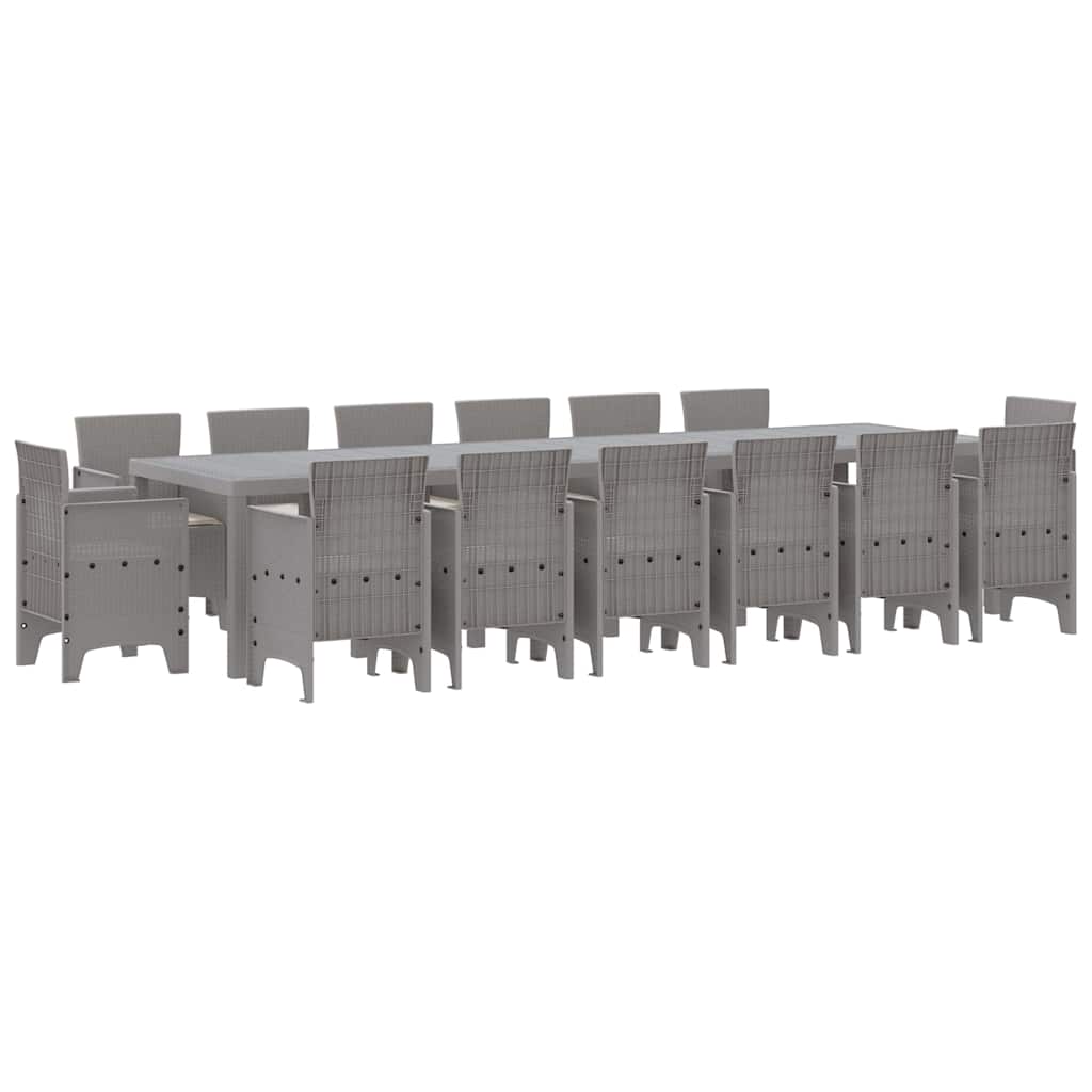 Tuin Eetset 15 pcs Lichtgrijs Polt riet