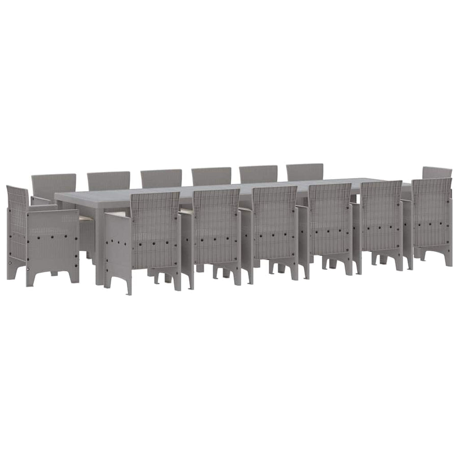 Tuin Eetset 15 pcs Lichtgrijs Polt riet