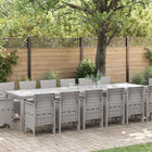 Tuin Eetset 15-delig lichtgrijs poly rotan
