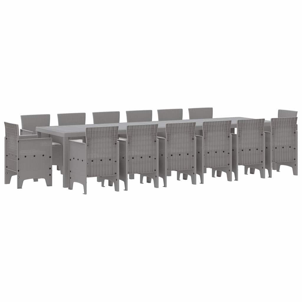 Tuin Eetset 15 pcs Lichtgrijs Polt riet