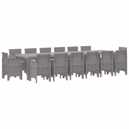 Tuin Eetset 15 pcs Lichtgrijs Polt riet