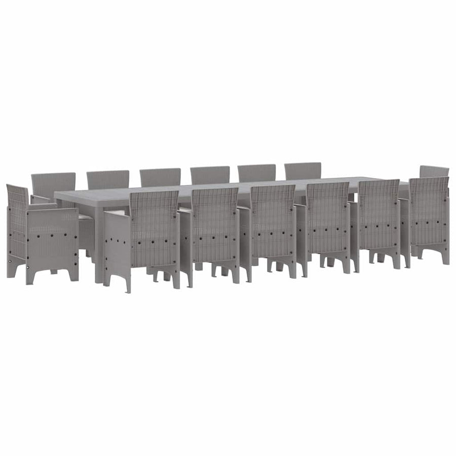 Tuin Eetset 15 pcs Lichtgrijs Polt riet
