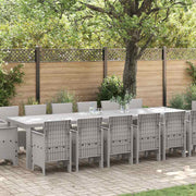 Garden Dining Set 15 pcs Light Gray Polyrattan