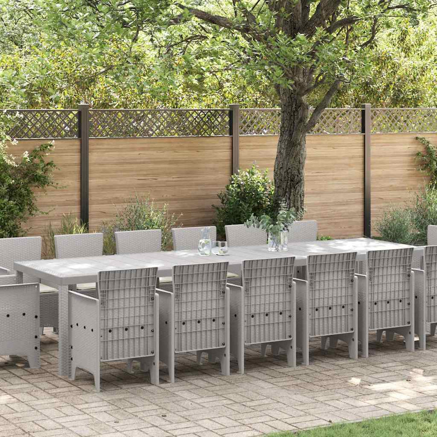 Tuin Eetset 15 pcs Lichtgrijs Polt riet