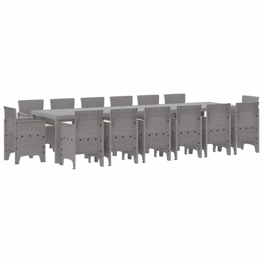 Tuin Eetset 15 pcs Lichtgrijs Polt riet