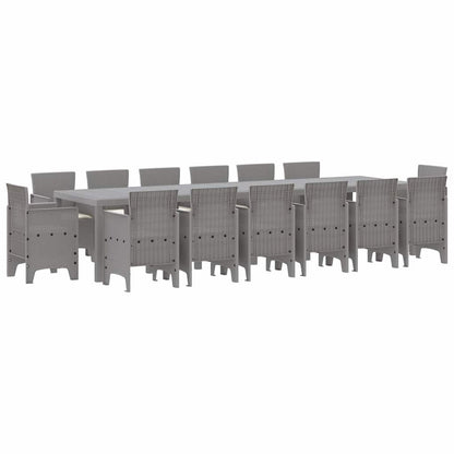 Tuin Eetset 15 pcs Lichtgrijs Polt riet