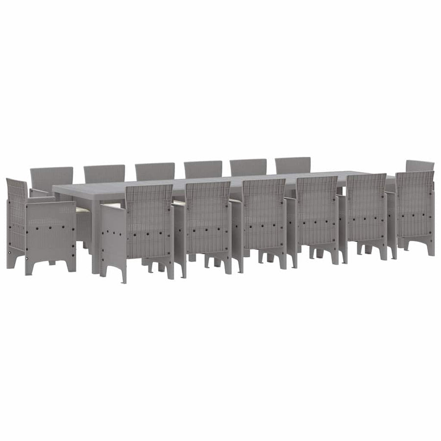 Tuin Eetset 15 pcs Lichtgrijs Polt riet