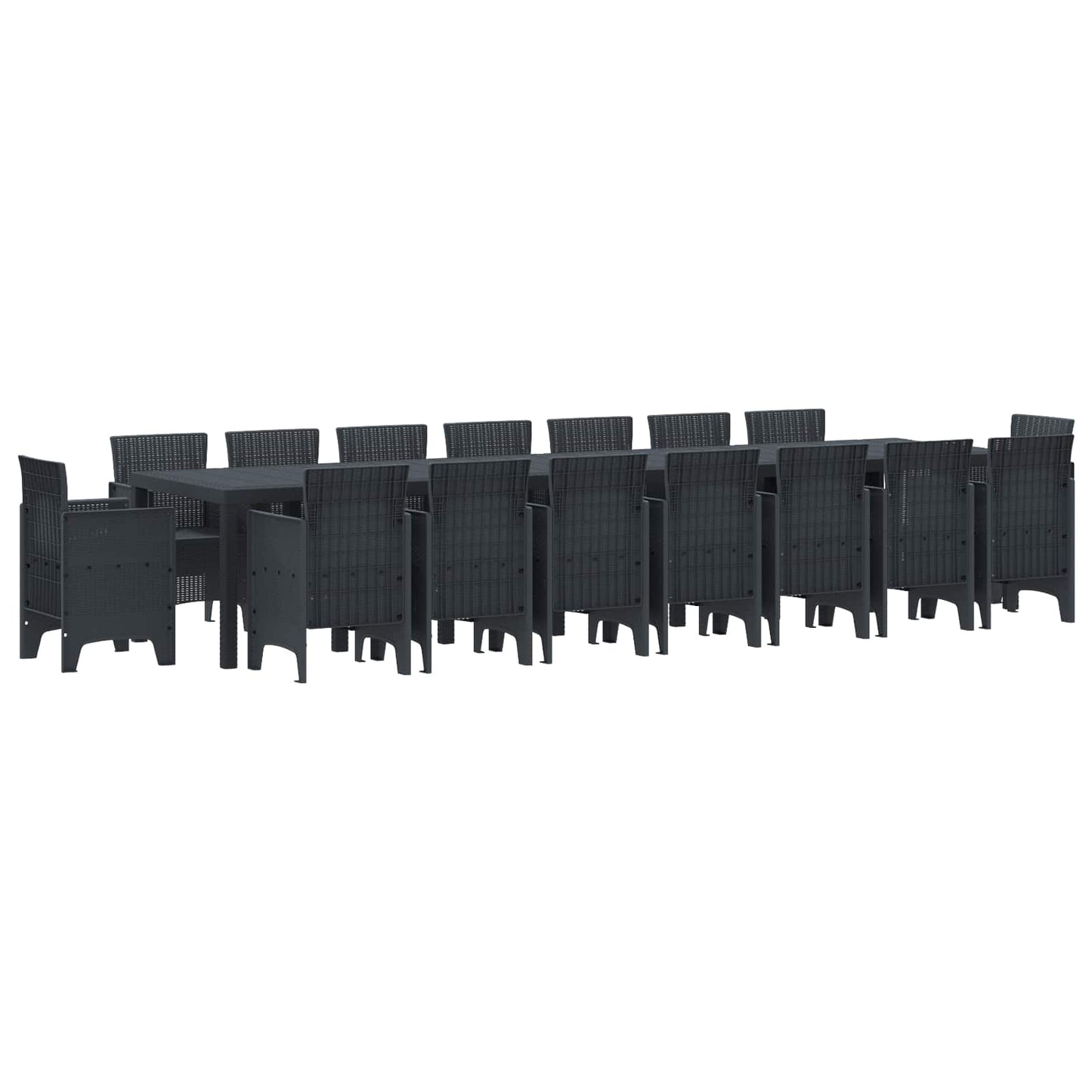 Tuin Eettafelset met kussens met kussen 17 pcs Antraciet PP