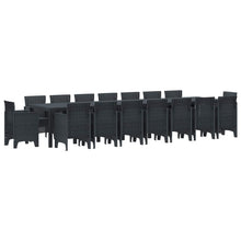 Tuin Eettafelset met kussens met kussen 17 pcs Antraciet PP