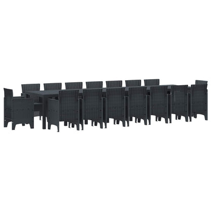 Tuin Eettafelset met kussens met kussen 17 pcs Antraciet PP