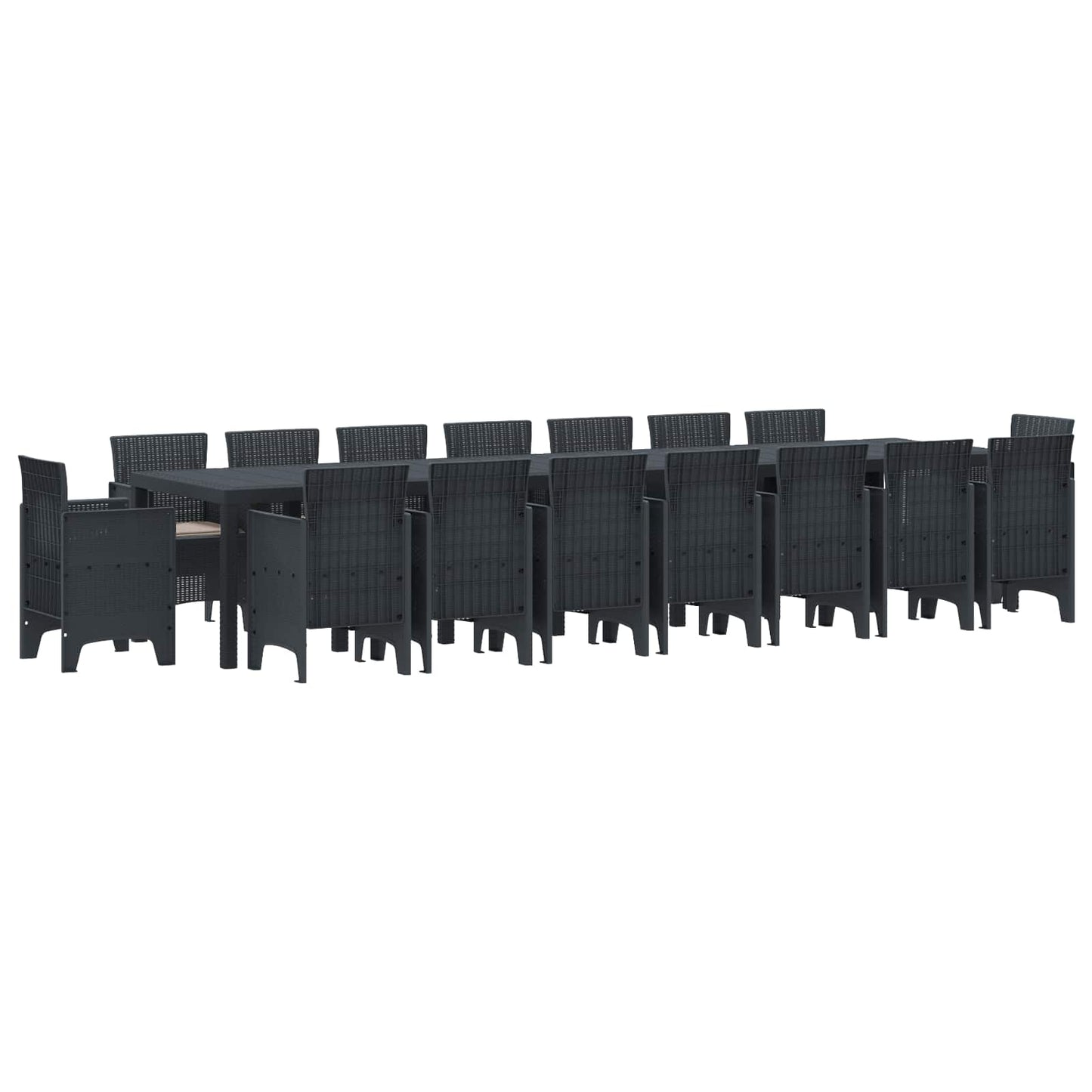 Tuin Eettafelset met kussens met kussen 17 pcs Antraciet PP
