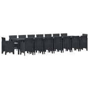 Tuin eettafelset 16 personen antraciet poly rattan