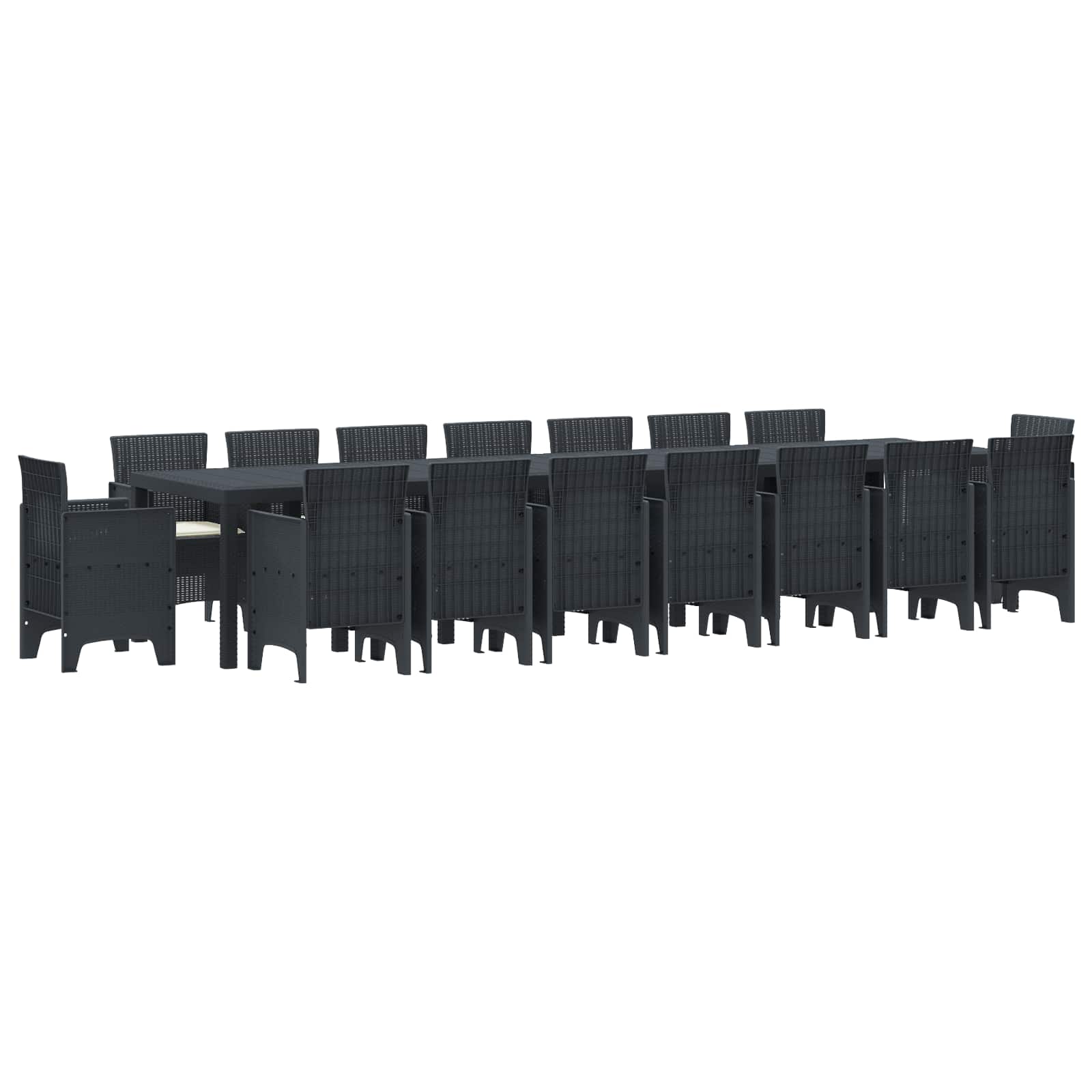 Tuin Eettafelset met kussens met kussen 17 pcs Antraciet PP