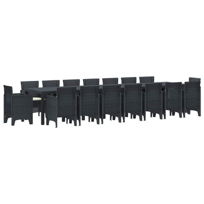 Tuin Eettafelset met kussens met kussen 17 pcs Antraciet PP