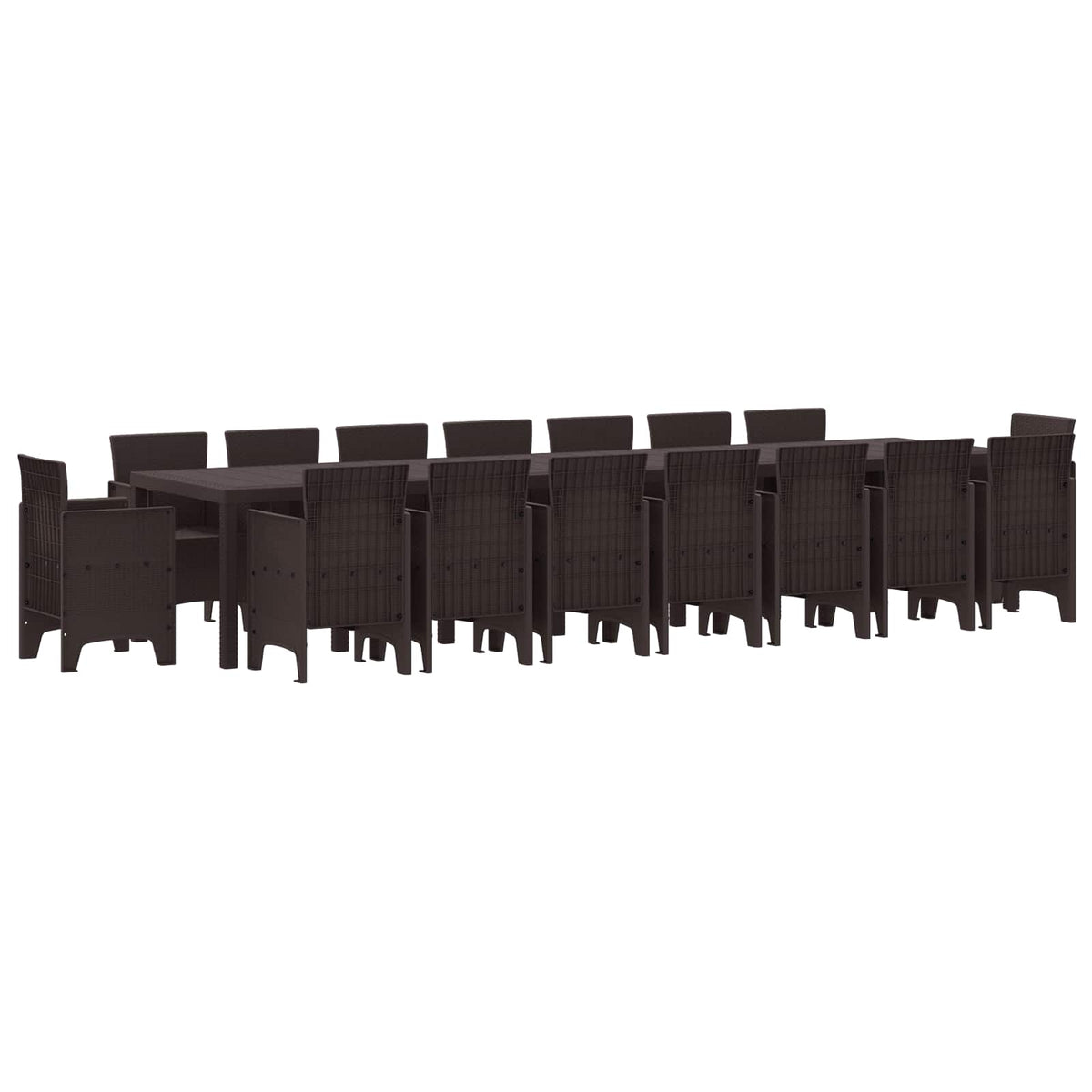 Tuin Eettafelset met kussens met kussen 17 pcs Bruin PP