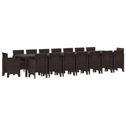 Tuin Eettafelset met kussens met kussen 17 pcs Bruin PP