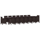 Tuin eettafelset poly rattan 16 personen bruin