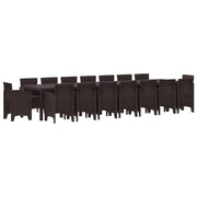 Tuin eettafelset poly rattan 16 personen bruin