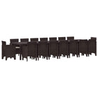 Garden Dining Set with Cushions 17 pcs Brown PP
