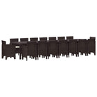Garden Dining Set with Cushions 17 pcs Brown PP