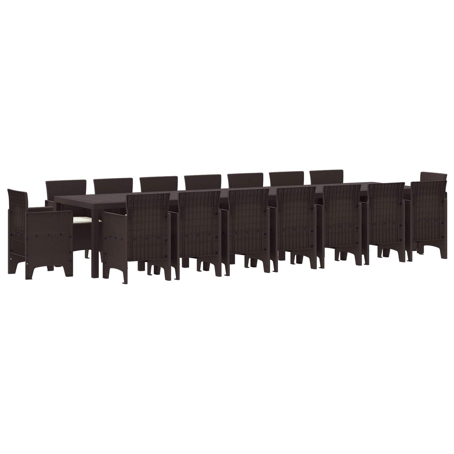 Tuin Eettafelset met kussens met kussen 17 pcs Bruin PP