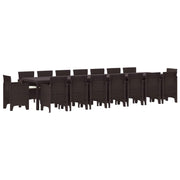 Tuinset poly rattan bruin 17-delig
