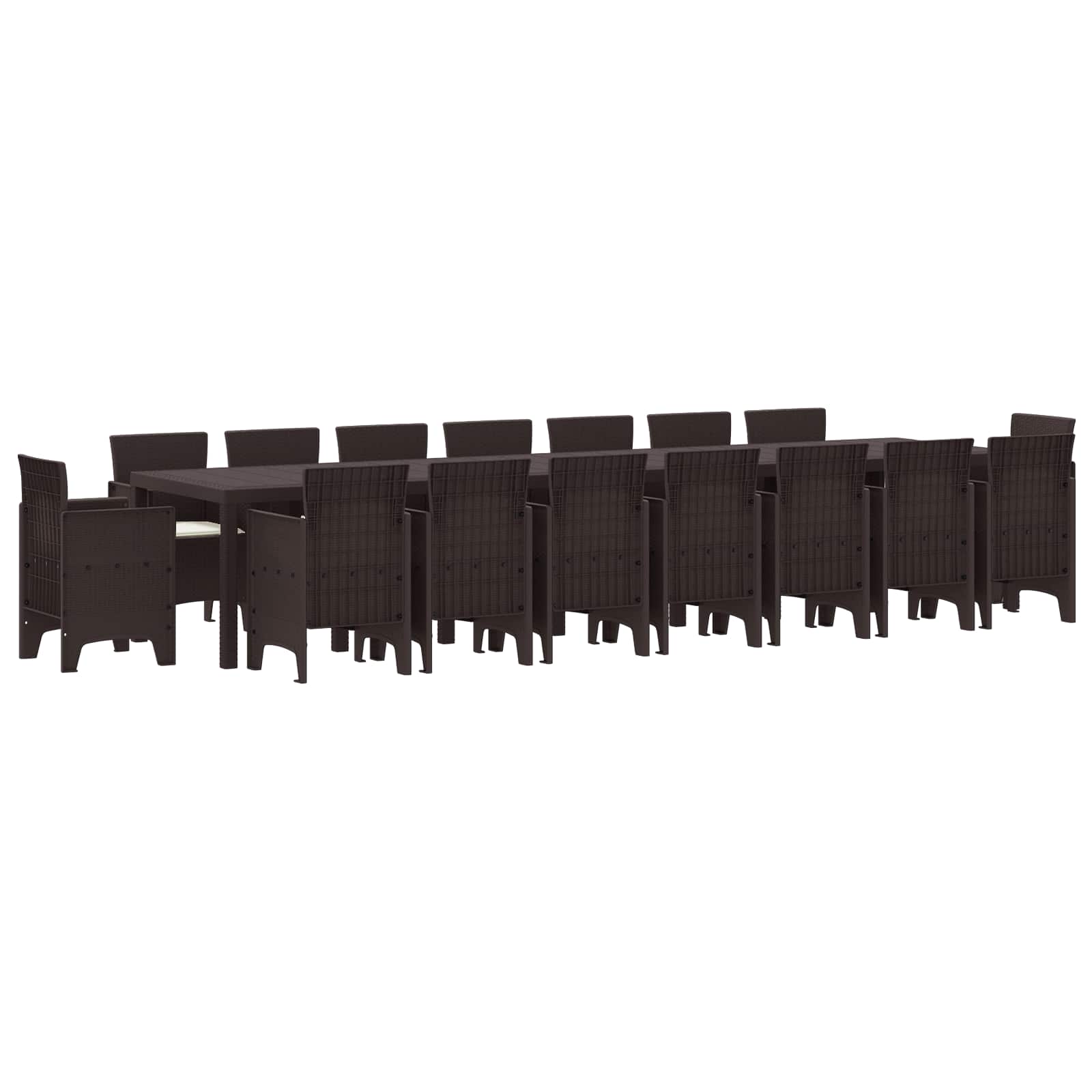 Tuin Eettafelset met kussens met kussen 17 pcs Bruin PP