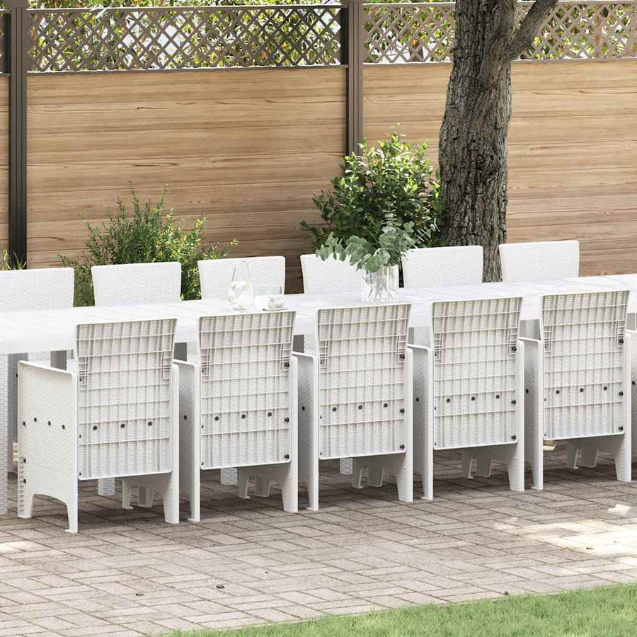 Tuin Eettafelset met kussens 17 st Wit PP