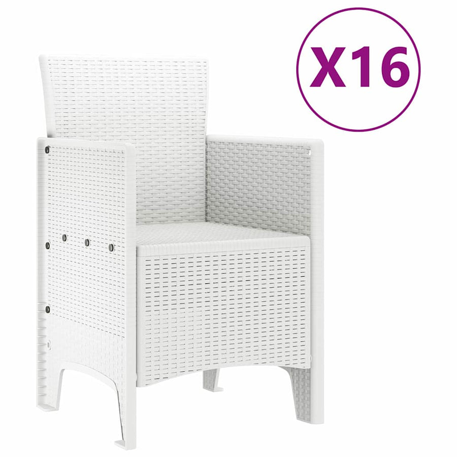 Tuin Eettafelset met kussens 17 st Wit PP